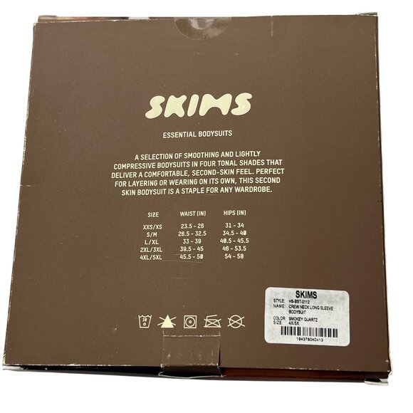 SKIMS Essential Crew Neck Long Sleeve‎ Bodysuit Smokey Quartz 4X/5X - Picture 8 of 11